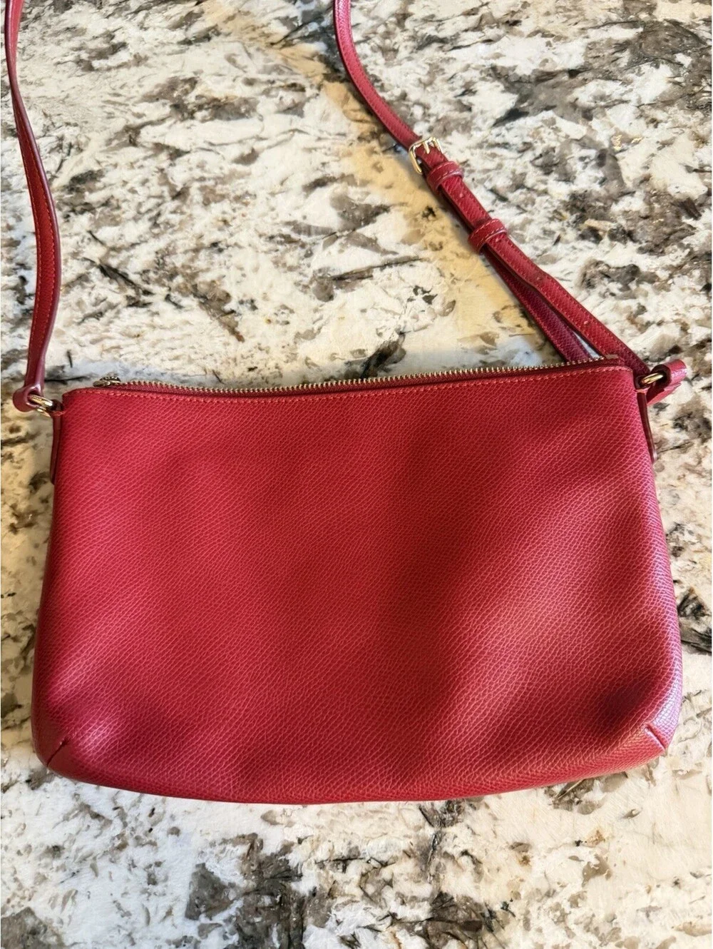 Coach F52881 Red Crossgrain Leather East West Crossbody Shoulder Bag EUC